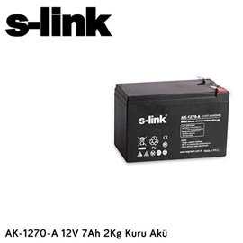 S-LINK AK-1270-A 12V 7AH Bakımsız Kuru Akü