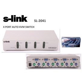 S-Link SL-2041 4 Portlu Ps2 1.8m M/M Kablolu Otomatik Kvm Switch