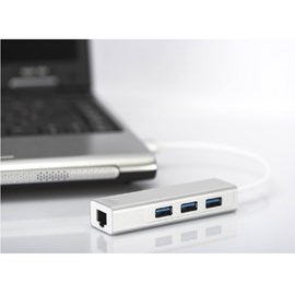 DIGITUS DA-70250-1 3xUsb 3.0 Gigabit Beyaz Ethernet Adaptör