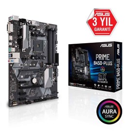 ASUS Prime B450-PLUS AMD B450 Soket AM4 DDR4 3200 HDMI DVI M.2 USB3.1 Aura RGB ATX Anakart
