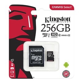 KINGSTON Canvas Select 256GB MicroSDXC Class10 UHS-I 80/10MB/s (SDCS/256G) Hafıza Kartı