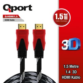 QPORT Q-HDMI1.5 1.5MT Altın Uçlu HDMI Kablo