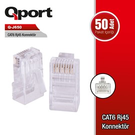 QPORT Q-J650 CAT6 RJ45 Konnektör 50'Li