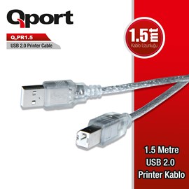 QPORT Q-PR1.5  2.0 USB 1.5 Mt Yazıcı Kablosu