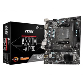 MSI A320M-A PRO AM4 AMD Ryzen™ DDR4 3200 MHz (O.C.) DVI HDMI USB 3.2 mATX Anakart