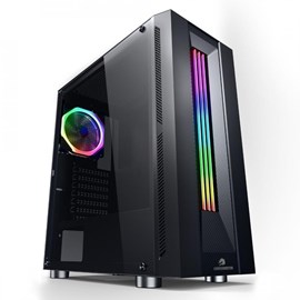GAMEBOOSTER GB-G3601B USB3.0 Siyah Rainbow RGB Fan Strip MidTower Gaming Kasa (PSU Yok)