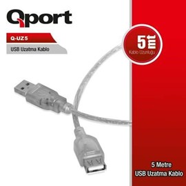 QPort Q-UZ5 Usb 2.0 5 Metre Usb Uzatma Kablosu