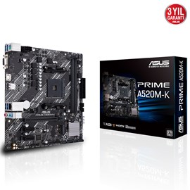 ASUS PRIME A520M-K DDR4 4600MHz AM4 mATX 64 GB HDMI ANAKART