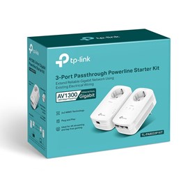 TP-Link TL-PA8033P KIT AV1300 3 Port Gigabit Passthrough Powerline Starter Kit