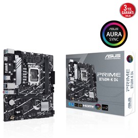 ASUS PRIME B760M-K D4 DDR4 LGA1700 HDMI/VGA M.2 USB3.2 AURA RGB mATX Anakart