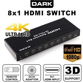DARK DK-HD-SW8X1 8 Port Hdmi Full Hd Çoklayıcı Switch Uzaktan Kumandalı