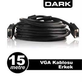 Dark DK-CB-VGAL1500 Erkek/Erkek 15M Ferrit Çift EMI/RFI Filtre VGA Görüntü Kablosu