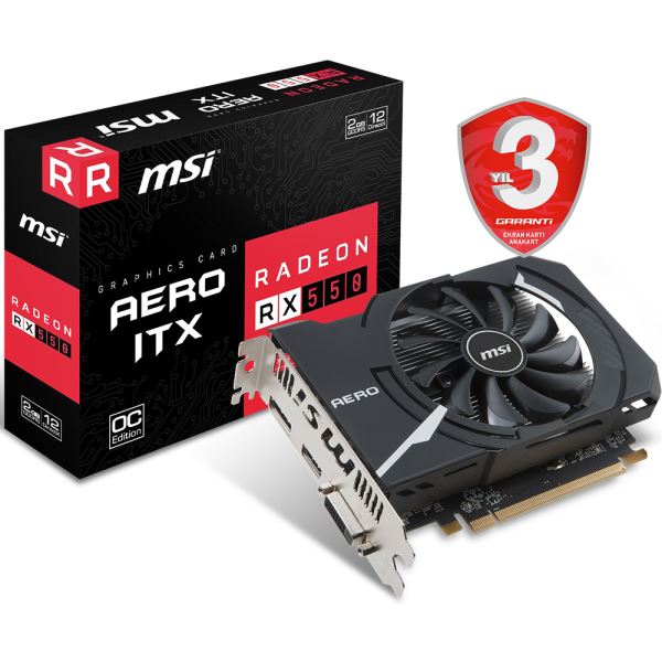 MSI RX550 AERO ITX 2G OC 2GB GDDR5 128Bit AMD Radeon DX12 Ekran Kartı