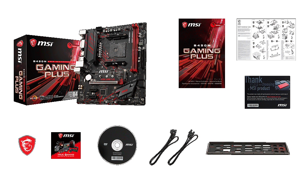 MSI B450M OYUN PLUS kutu içeriği