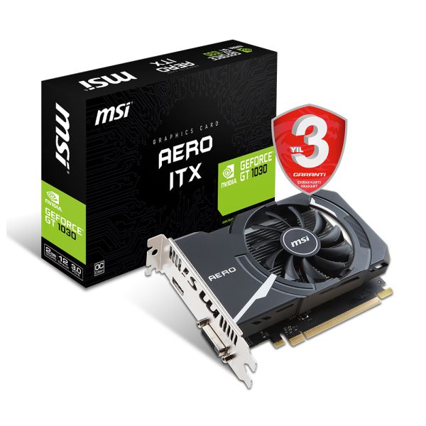 MSI GeForce GT1030 AERO ITX 2G OC 2GB GDDR5 64Bit Nvidia DX12 Ekran Kartı