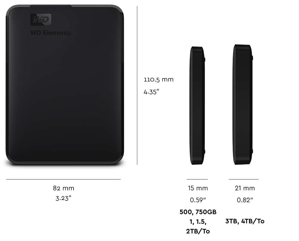 WD Elements Taşınabilir |  Teknik özellikler