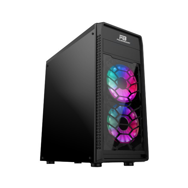 Power Boost VK-G2090C USB 3.0 ATX, Mesh, Single Ring Rainbow fan, siyah Kasa (PSU Yok)