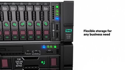 slide 3 of 10,zoom in, hpe proliant dl380 gen10 4208 1p 32gb-r p408i-a nc 8sff 500w ps server