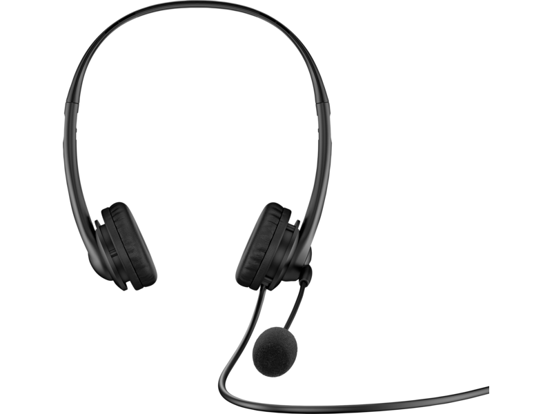 21C2 - HP Stereo USB Headset G2 Shadow Black Coreset Front Boom Down