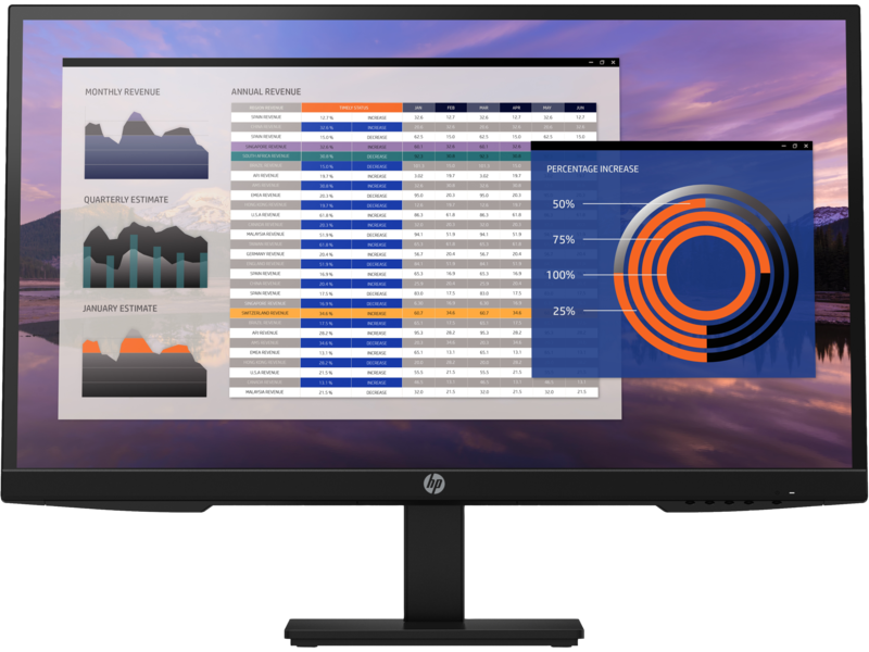 HP P27h G4 FHD Height Adjust Monitor, Center Facing