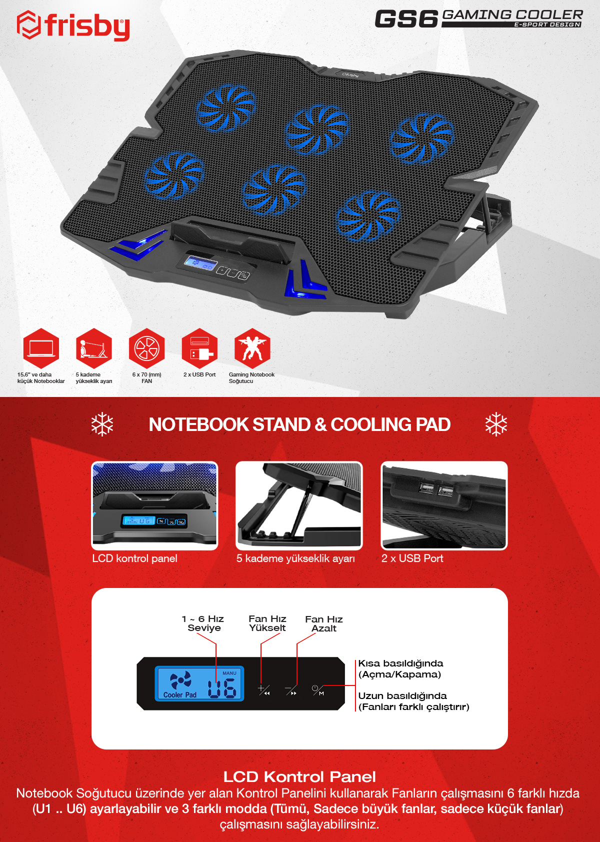 Frisby FNC5235ST GS6 Gaming Notebook Soğutucu Stand