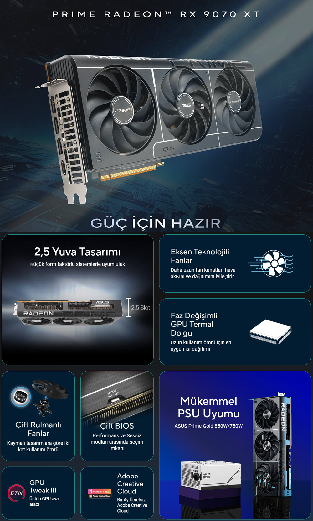 ASUS Prime Radeon™ RX 9070 XT OC Edition 16GB GDDR6