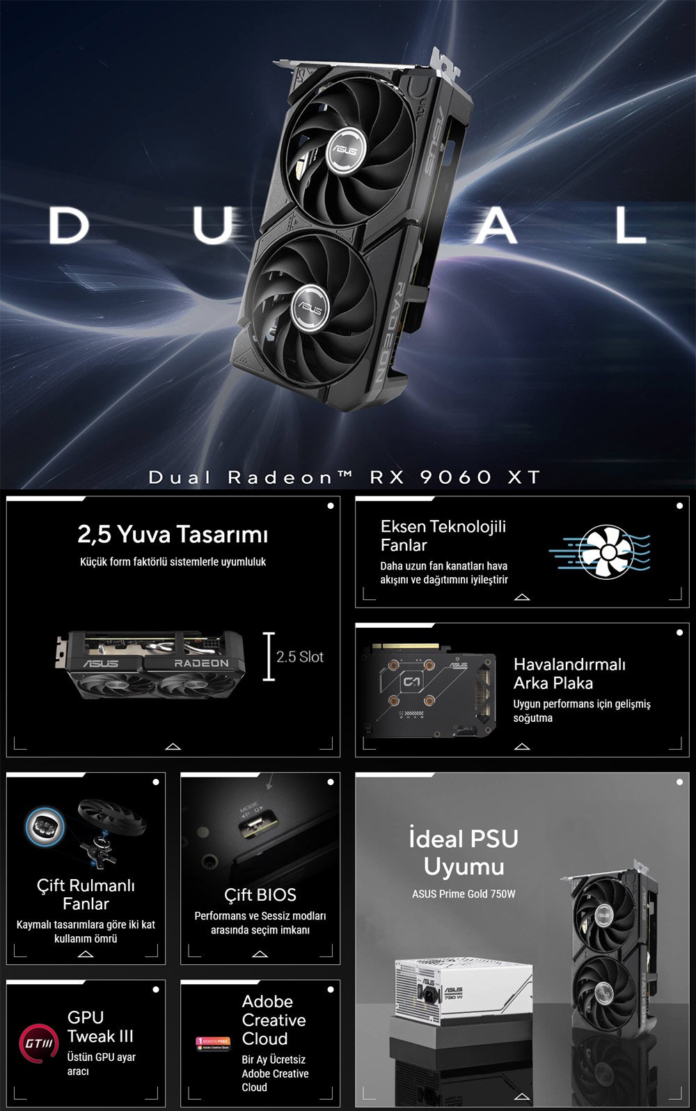 ASUS Dual Radeon™ RX 9060 XT 16GB GDDR6 ASUS Dual Radeon™ RX 9060 XT 16GB GDDR6