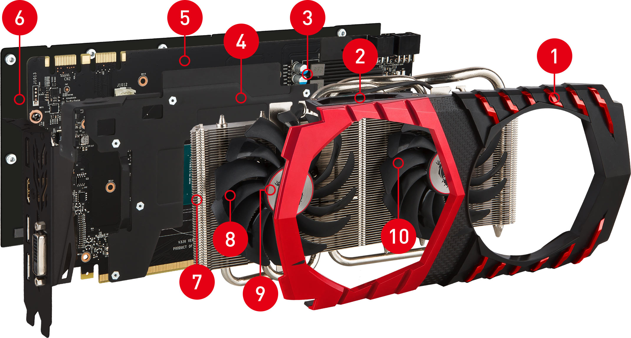 GTX 1070 GAMING X 8G exploded view