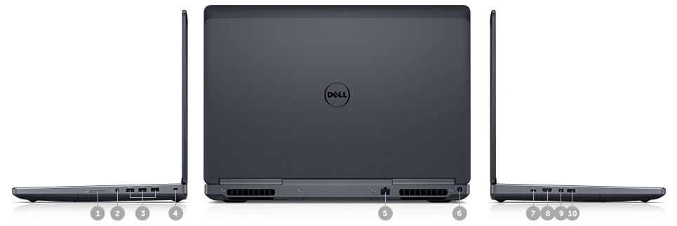 Yeni Dell Precision 15 7000 Serisi (7710) - Bağlantı Noktaları ve Yuvalar