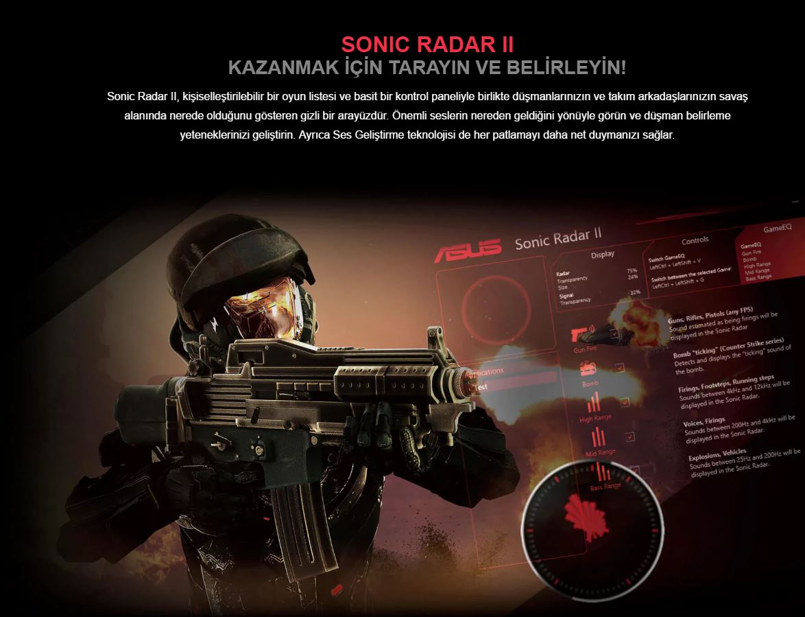 Sonic Radar II Kişiselleştirlebilir bir oyun listesi ve basit bir kontrol paneliyle birlikte düşmanlarnızın ve takım arkadaşlarınızın savaş alnında nerede olduğunu gösteren gizli bir arayüzdür