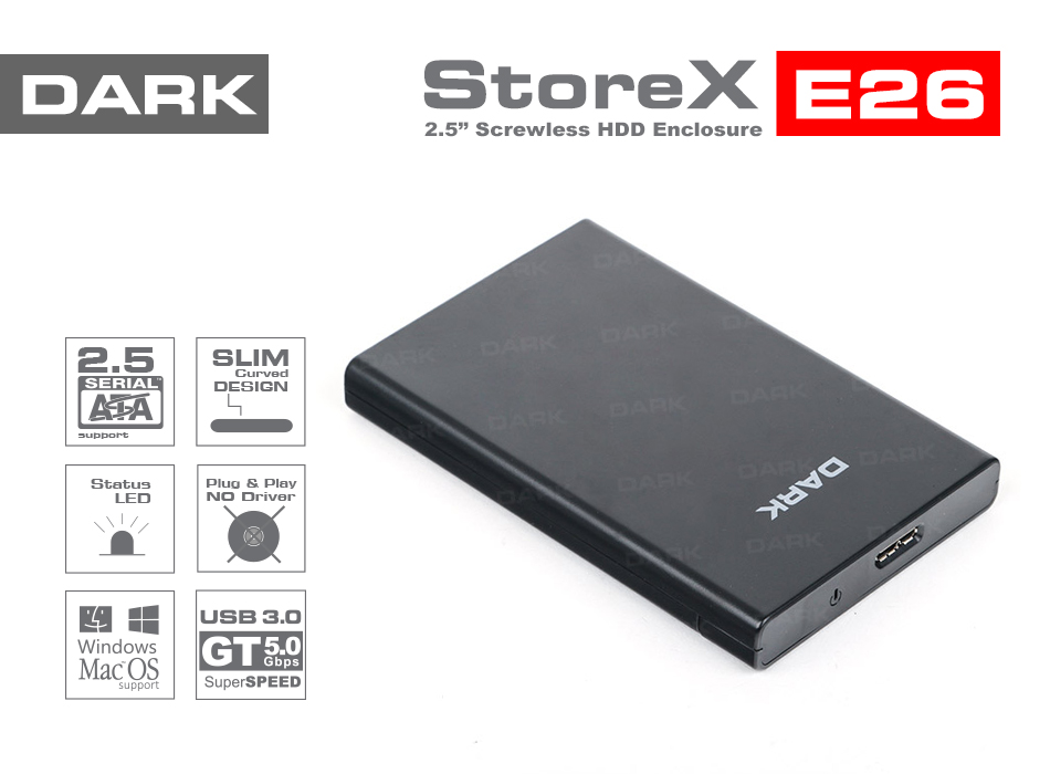 Dark 2.5 DK-AC-DSE26U3 Usb 3.0 Harddisk Kutusu Siyah